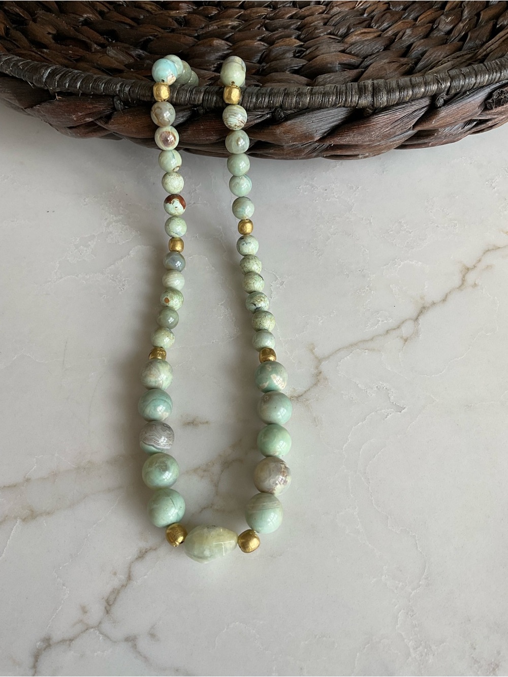 Quality Beaded Necklace with Gold Accents- with stretch bracelet. (You pick 1)